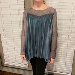 Blue Altar’d State Top with long mesh sleeves